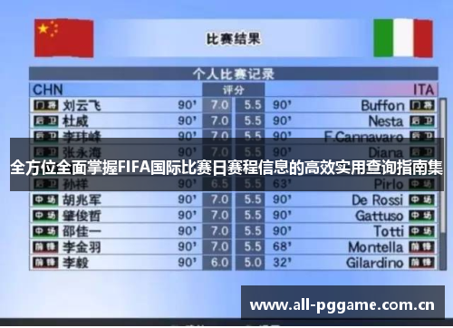 全方位全面掌握FIFA国际比赛日赛程信息的高效实用查询指南集
